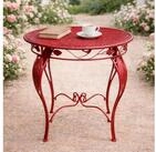 DanDiBo Bistrotisch Gartentisch Rund 70cm Metall Antik Rot Wetterfest Rossa