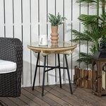 OKWISH Gartentisch Bistrotisch rund 50 x 50 x 50 cm, Gartentisch Schwarz Beige