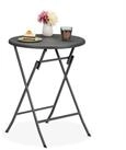 relaxdays Gartentisch Runder Gartentisch in Rattan-Optik, grau