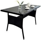 relaxdays Gartentisch Rattanoptik mit Glasplatte (1-St), schwarz schwarz