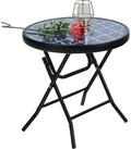 LuxusKollektion Klapptisch Beistelltisch klappbar rund Glas Metall Balkontisch...