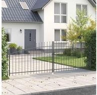 vidaXL Gartentor Doppeltor WOERDEN 400 x 174,5 cm Stahl Grau Abschlie&szlig;bar
