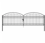 vidaXL Gartentor 401 x 175,5 cm Zaun tor Sonstiges Grau 400x125 cm Stahl