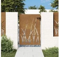 vidaXL Gartentor 85 x 150 cm Gartentor 85x150 cm Cortenstahl Gras-Design