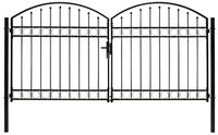 vidaXL Gartentor 300 x 150 cm Zauntor Doppelfl&uuml;gel Gew&ouml;lbte Spitze Stahl...