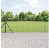 vidaXL Zaun vidaXL Geschwei&szlig;ter Drahtzaun mit Betonsockel 25 x 0,5 m Gr&uuml;n Netz