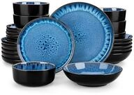 LuxusKollektion Kombiservice Tafelservice 6 Personen Blau 24tlg Steingut...