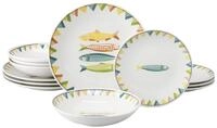 CreaTable Teller-Set Sardinhas, Geschirr-Set, 12-tlg. (12-tlg), 4 Personen,