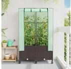 vidaXL Hochbeet vidaXL Gartenplanter mit Gew&auml;chshausabdeckung und R&auml;dern 2...