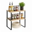relaxdays Gew&uuml;rzregal 2er Set f&uuml;r Arbeitsplatte, 2-tlg., Natur-Schwarz