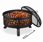 relaxdays Feuerschale mit Grillrost & Funkenschutz, (5-St)