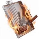 Arebos Grillplatte Edelstahle Grillplatte 40x30 cm Plancha f&uuml;r Gas & BBQ (Set),