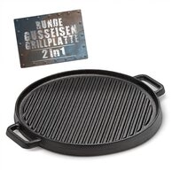 BBQ Boss Grillplatte Runde Grill Gussplatte 2 in 1 Gusseisern &Oslash; 29,5cm, 2-in-1