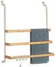 eluno H&auml;ngeregal Handtuchhalter f&uuml;r die Glasduschwand aus Metall und Bambus
