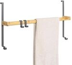 eluno T&uuml;rregal aus Metall und Bambus, 1 Handtuchstange, 2 Haken