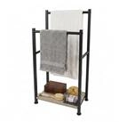 relaxdays Handtuchst&auml;nder mit Ablage, Schwarz-Grau