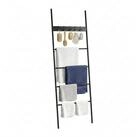relaxdays Handtuchleiter mit 4 Sprossen & 5 Haken, schwarz