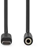 Nedis CCGL65960BK10 Audio-Adapter USB-C Adapter zu USB-C Adapter, 100 cm, USB-C...