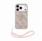 Guess Handyh&uuml;lle Big Logo 18 Pro mit Kette Kunstleder rosa grau braun 6,3 Zoll,