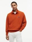 Sweatshirt TOMMY HILFIGER "TOMMY FLAG ELEVATED 1/4 ZIP", Herren, Gr. S, orange...