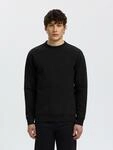 Sweatshirt SELECTED "SLMTOM SOFT CREW NECK SWEAT NOOS", Herren, Gr. L, schwarz,