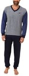 Normann Pyjama Herren Frottee Schlafanzug langarm Pyjama mit B&uuml;ndchen - 291 13 575