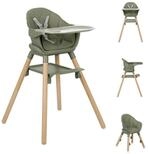 Kikkaboo Kombihochstuhl Woody 3 in 1, Holzbeine, Tablett, Fu&szlig;st&uuml;tze,