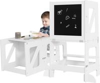 Woltu Tritthocker, Montessori Lernturm 3 in 1, Kindertafel, mit Rausfallschutz,