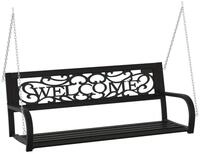 vidaXL Gartenbank Hollywoodschaukel 125 cm Stahl und Kunststoff Schwarz (1-St)