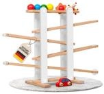 Coemo Kugelbahn, (8-tlg), Holzkugelbahn mit 7 mobilen Teilen Murmelbahn Motorik