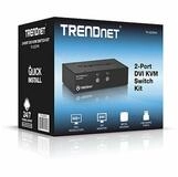 Trendnet Trendnet TK-222DVK Tastatur/Video/Maus (KVM)-Switch Schwarz Tastatur