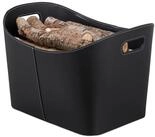 relaxdays Kaminholzkorb Kunstleder schwarz (1 St), XL