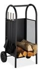 relaxdays Kaminholzregal Kaminholzwagen mit Besteck, BxTxH:42x37x81 cm, (3-St)