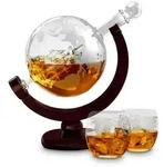 Mikamax Dekanter Weltkugel Whiskey Dekanter mit zwei Gl&auml;sern