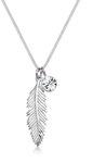 Elli Kette mit Anh&auml;nger Feder Boho Schmuck Geschenk mit Kristallen von