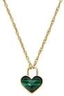 Fossil Collier Fossil Damen-Kette Edelstahl Malachit Herz