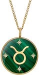 Fossil Collier Fossil Damen-Kette Edelstahl Farbstein goldfarben|gr&uuml;n