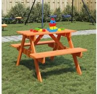 vidaXL Garten-Kindersitzgruppe vidaXL Picknicktisch f&uuml;r 4 Kinder mit Schirmloch