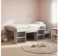 vidaXL Bettgestell vidaXL Kinderbettgestell mit Stauraum Betongrau 90 x 200 cm