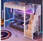 STILVORA Hochbett 90x200 mit Kleiderschrank Jugendbett Metallbett mit...