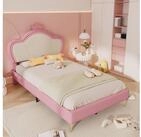 STILVORA Prinzessinbett 90x200 mit Krone-Kopfteil,Kinderbett Bettgestell mit