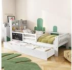 OKWISH Kinderbett Schlafm&ouml;bel mit Schubladen und integrierter Tafel, 90*200 cm