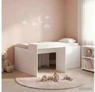 vidaXL Bettgestell vidaXL Hochbett mit Schreibtisch f&uuml;r Kinder Wei&szlig; 80 x 160...