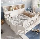 OKWISH Kinderbett Bodenbett Wei&szlig; f&uuml;r Kinder mit Rausfallschutz (Packung,...