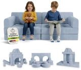 Juskys Kindersofa Kayo in Hellblau, modular & 12-tlg. aus Cord mit