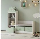 en.casa Sitzbank, mit Regal f&uuml;r Kinder &raquo;Vipsali&laquo; mit 2 Faltboxen 100x99x30 cm