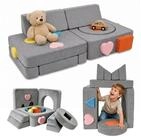 relaxdays Kindersofa 18-tlg. Kinder Spielsofa modular, 18 Teile, Anthrazit