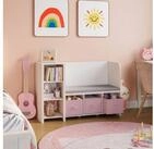 en.casa Sitzbank, mit Regal f&uuml;r Kinder &raquo;H&oslash;ylandet&laquo; 76x112x40 cm Wei&szlig;/Rosa