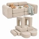 relaxdays Kindersofa 10-tlg. Kinder Spielsofa modular, 10 Teile, Beige