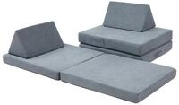 en.casa Kindersofa, 5 Teile, Spielsofa &raquo;Norhulta&laquo; Cord Grau